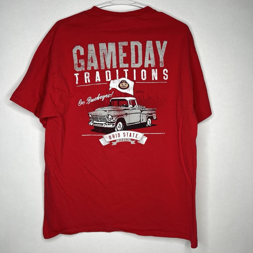 Ohio State Buckeyes T-Shirt Red Mens Unisex Womens L Mascot Head College Gameday